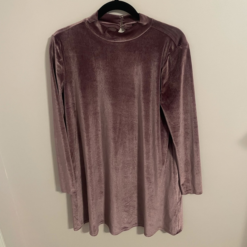Forever 21 Purple Long Sleeve Velvet Swing Dress